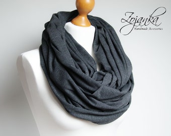Oversized Infinity Scarf, DARK GREY infinity scarf, Chunky large cotton snood, hooded scarf, extra large jersey infinity scarf, gift ideas