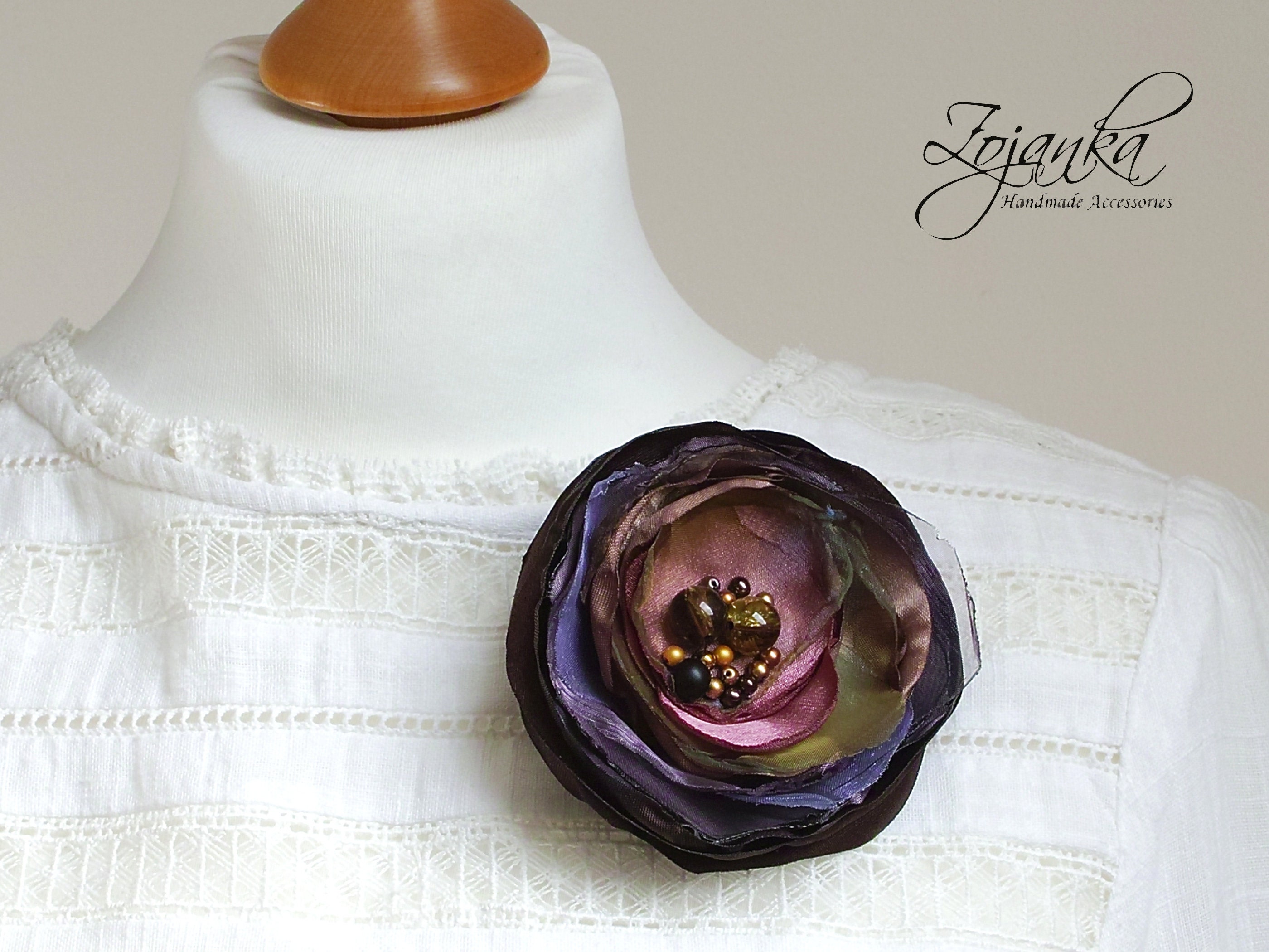 LARGE flower Pin brooch for (dress) handmade fabric floral brooch, women  accessories, flower pin button for dresses