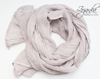 LARGE linen gauze scarf, natural softened linen scarf SHAWL wrap women, pure linen, natural scarf, eco scarf fashion, linen accessories