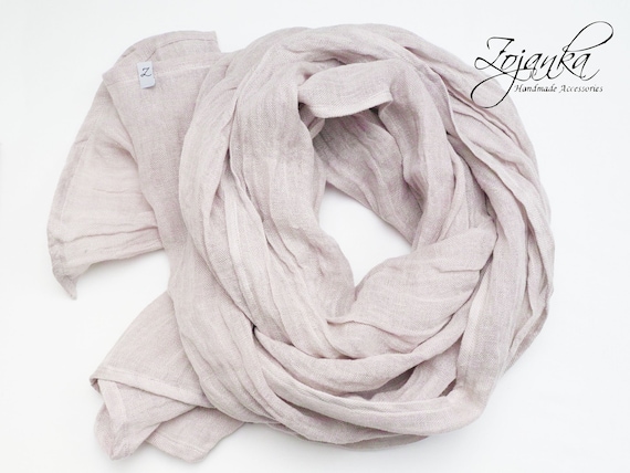 LARGE linen gauze scarf, natural softened linen scarf SHAWL wrap women, pure linen, natural scarf, eco scarf fashion, linen accessories