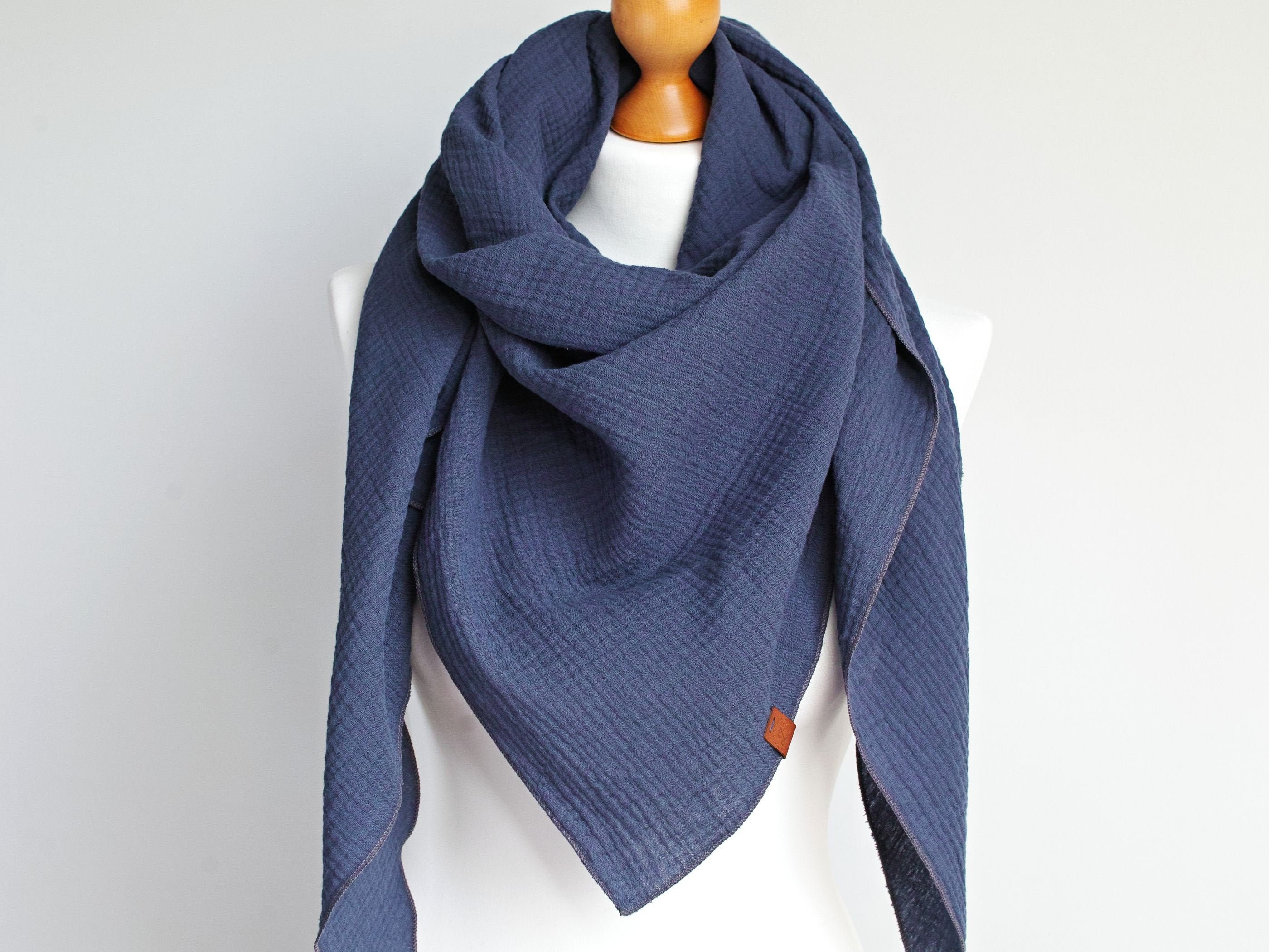 Cotton muslin women scarf shawl, cotton triangle scarf soft autumn