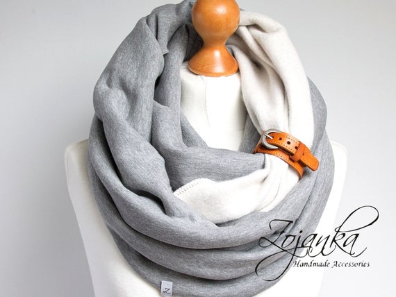 CHUNKY Infinity Scarf With Leather Strap, Hooded Scarf for CHUNKY Infinity Scarf With Leather Strap, Hooded Scarf for