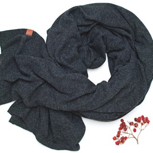 Large oversized WOOL SCARF wrap, dark gray anthracite wool scarf for women, merino lightweight wrap for women, lightweight cashmere scarf image 8