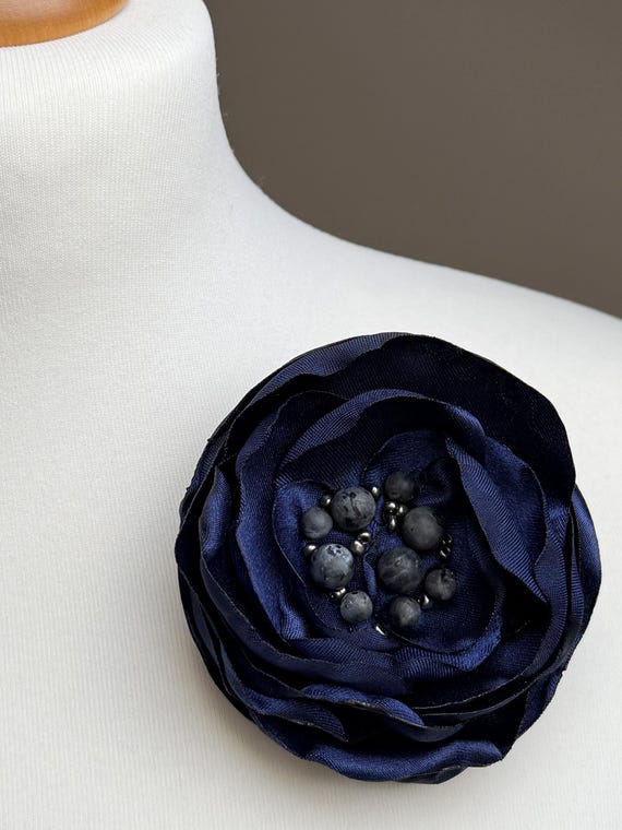 elegant Fabric Flower BROOCH Pin for dress, small gift ideas for her - flower Pin Organza Satin handmade, textile flowers for dresses