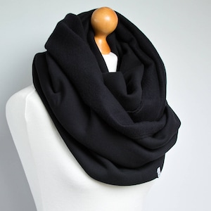 Black Infinity Scarf, hooded infinity scarf, BLACK jersey infinity scarf, oversized scarf, cozy chunky scarf, gift for her, gift ideas image 3