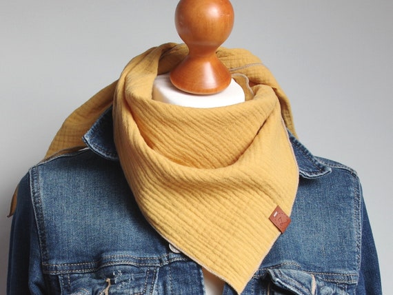 Cotton muslin neck scarf bandana face mask, cotton bandana triangle scarf  - soft neck scarf - soft bandana scarf for women, girls