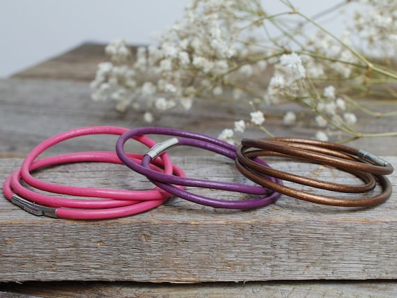 Leather bracelets SET of 3, leather cord bracelets, boho style leather cuff, women bracelet set of two, bangles, stacking bracelets