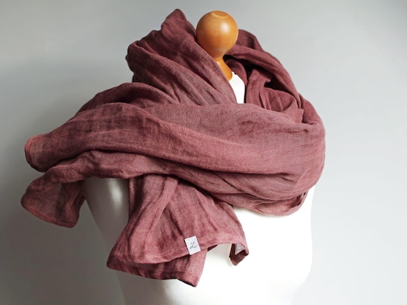 Soft linen lightweight scarf shawl for women, natural pure linen scarves