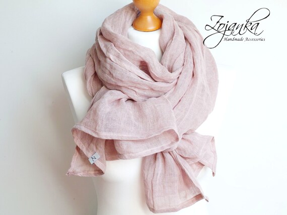 pink linen scarf