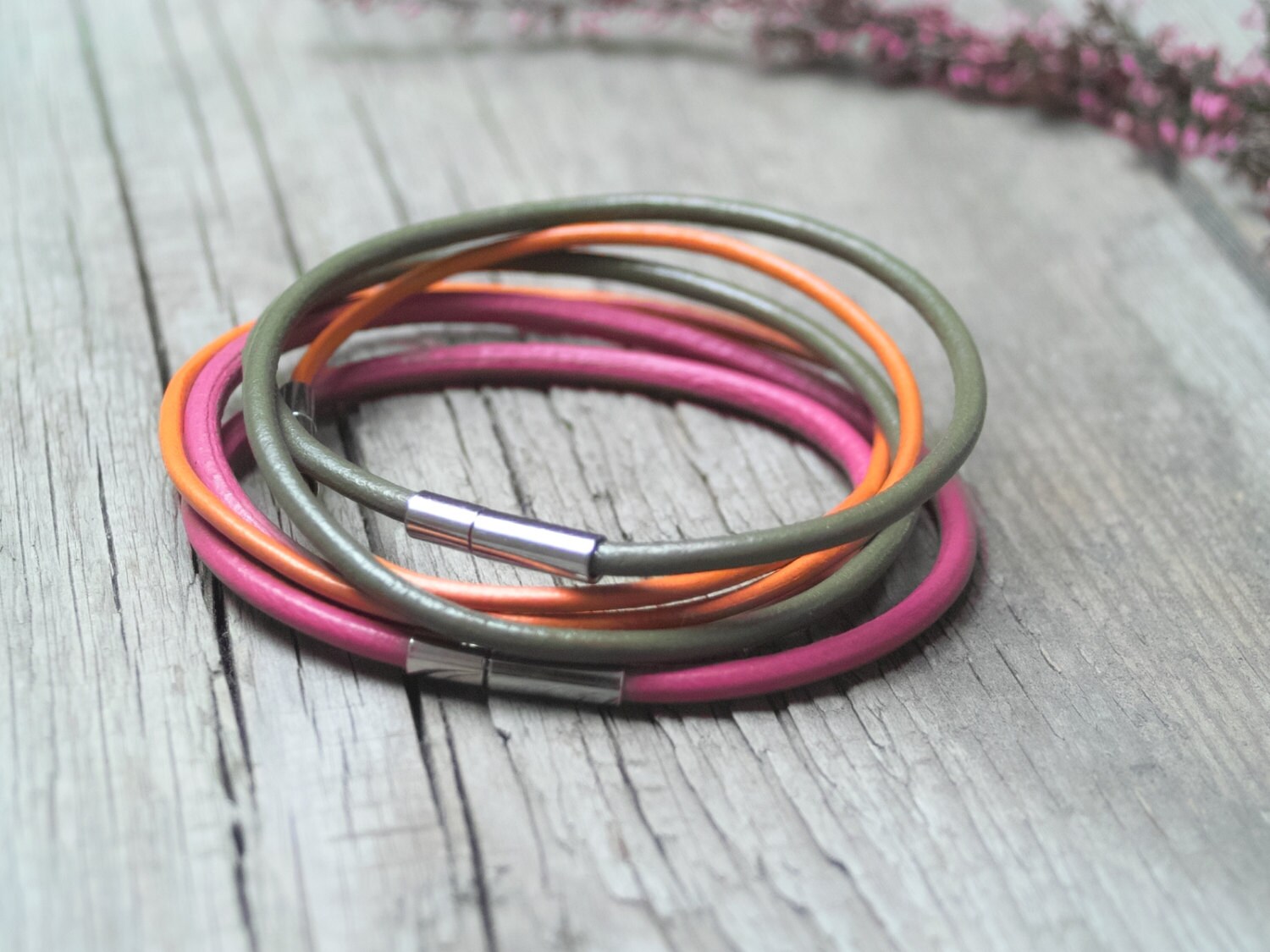 Leather cord bracelets, women leather cord bracelet, boho style leather