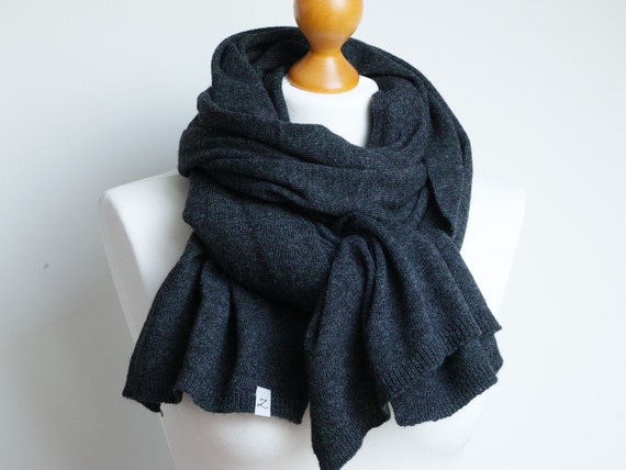 SMALL Wool scarf for winter, anthracite gray women scarf shawl, gift ideas, winter fashion accessories, gift ideas for best friend