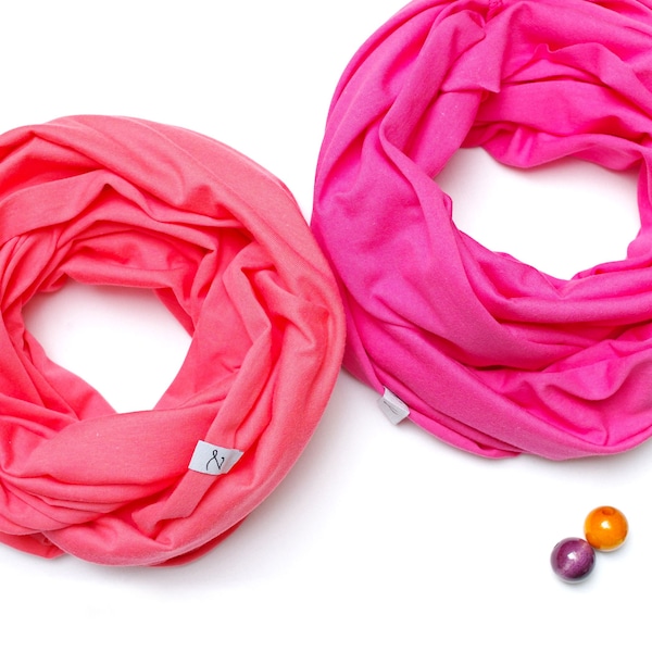 SET of two cotton KIDS SCARFS,  Loop scarf for 3-7 years old girls, cotton accessories for kids, gift