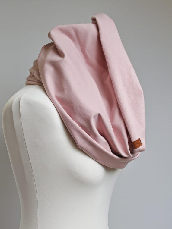 Rose Pink Cotton Jersey Infinity Scarf, Handmade winter scarf wrap for women, cosy scarves