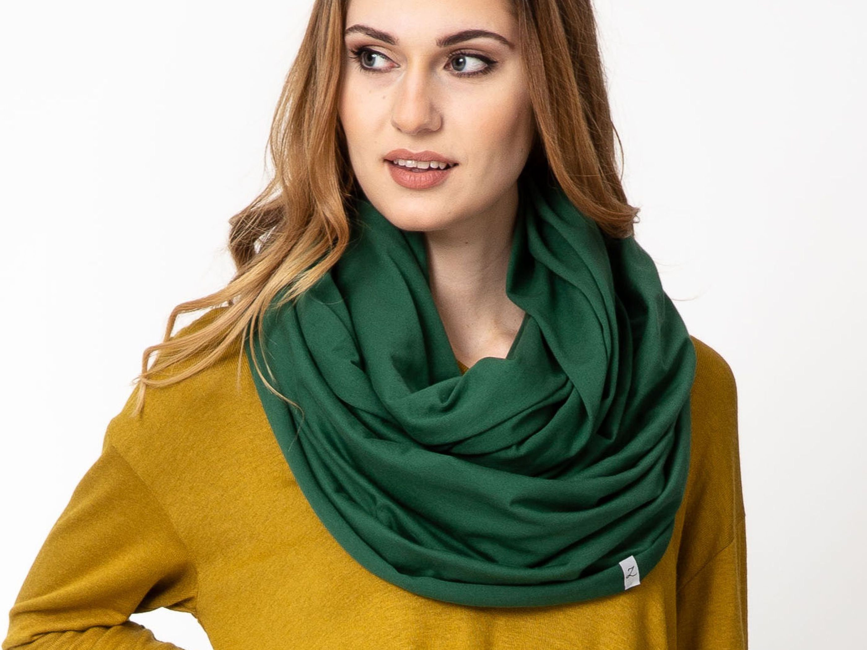 SPRING infinity scarf with flower pin, women infinity scarf cotton ...