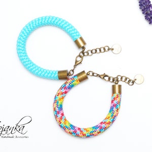 Rope colorful bracelets for women set of two, simple rope bracelets for summer gift ideas, rope bracelets for women image 2