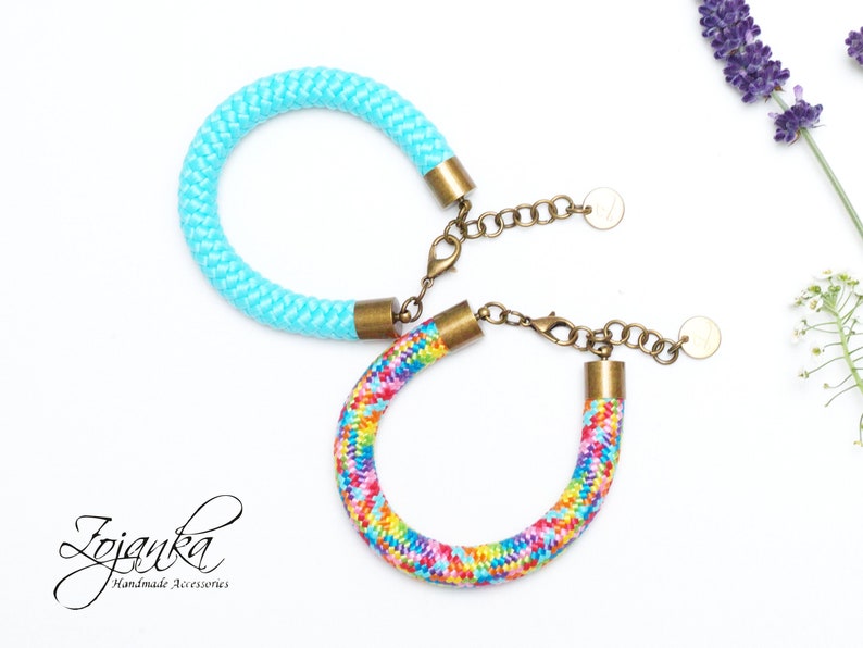 Rope colorful bracelets for women set of two, simple rope bracelets for summer gift ideas, rope bracelets for women image 2