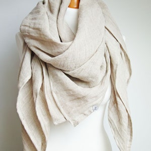 LARGE linen shawl scarf in natural beige for women, pure linen lightweight scarf SHAWL wrap women, pure linen, linen accessories women image 2