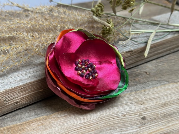 PIN for (dress) handmade fabric floral brooch, women accessories, flower pin button for dresses, flower pin brooch, women accessories