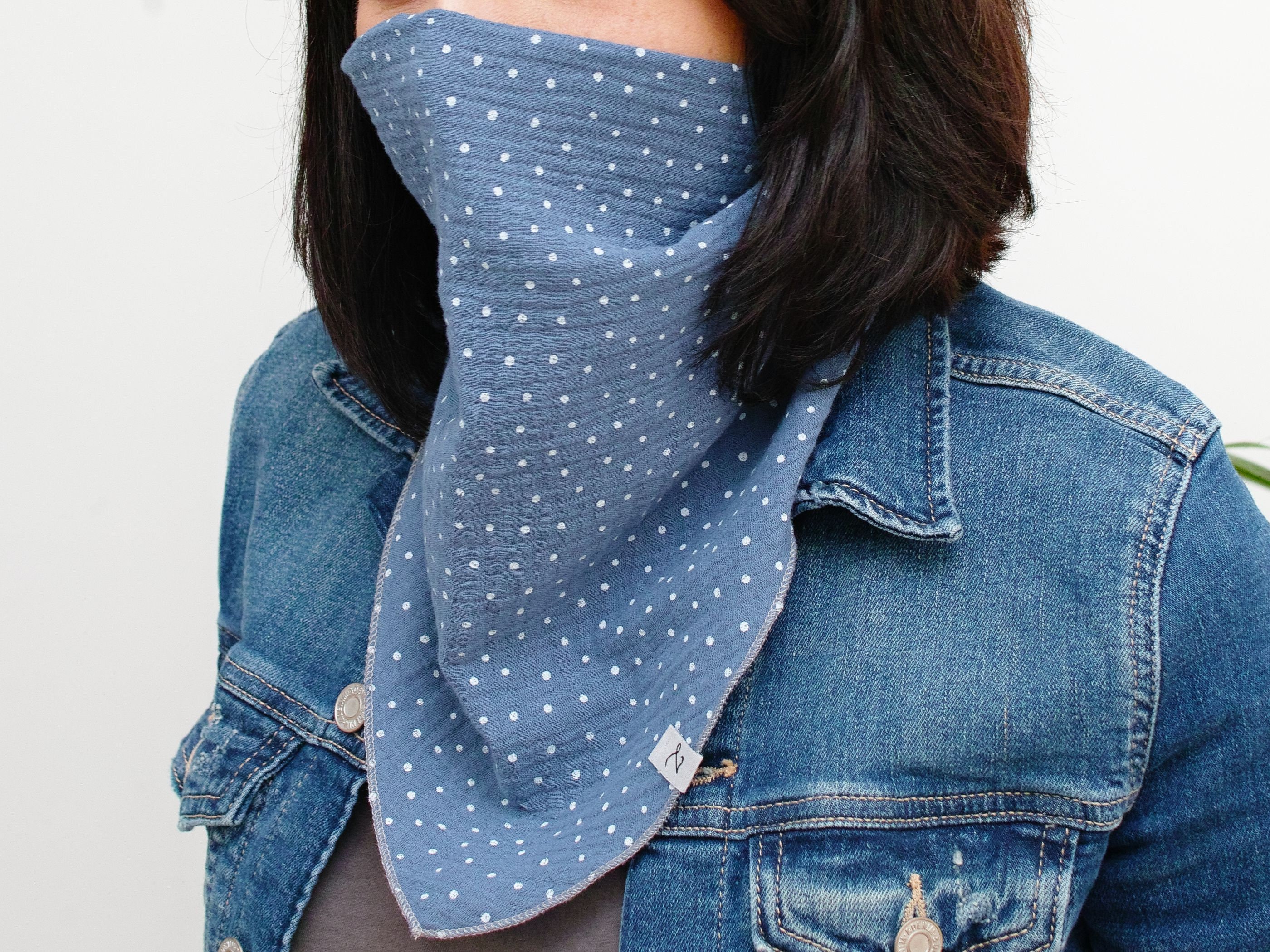 Cotton muslin neck scarf bandana face mask, cotton bandana triangle