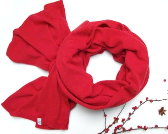 Sciarpa rossa in lana da donna, sciarpa rossa, sciarpa moda INVERNALE, idee regalo, accessori moda invernali, idee regalo, sciarpa morbida per l'inverno