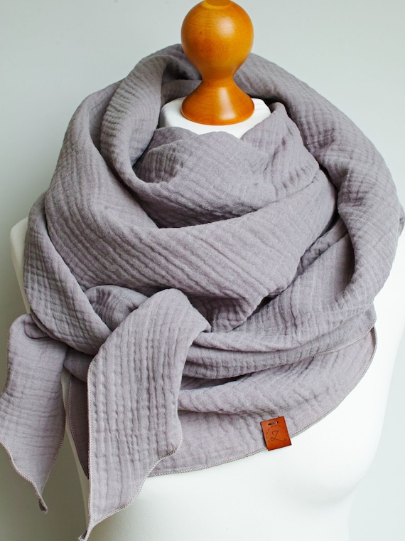 Cotton soft scarf wrap, cotton triangle scarf wrap - soft eco scarf - muselin tusche - spring cotton scarf