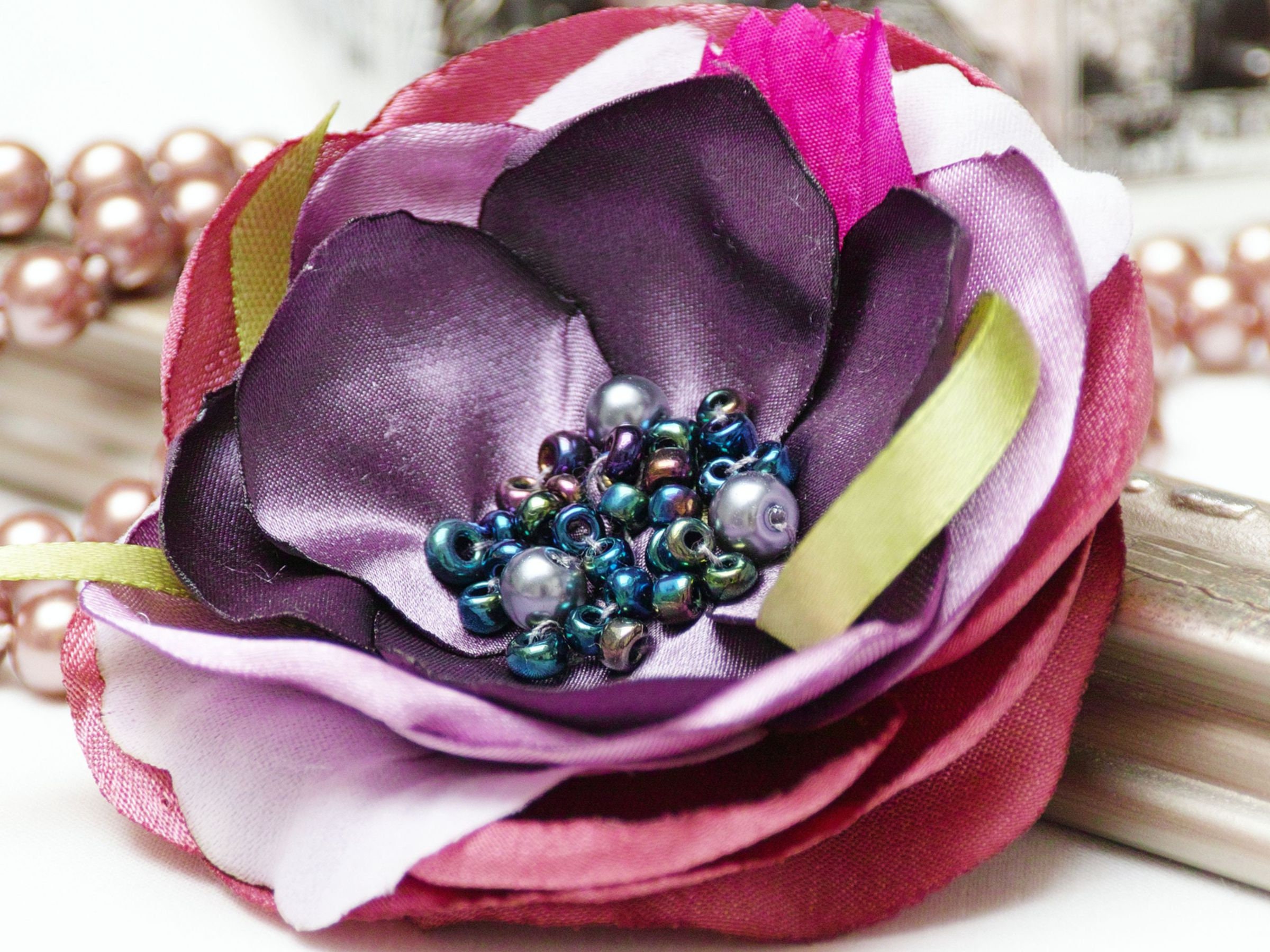 Unique flower BROOCH Pin Petal Flower Pin Organza handmade pin, floral