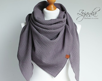 Cotton muslin women scarf shawl, cotton triangle scarf  - soft scarf -autumn fall scarf for women