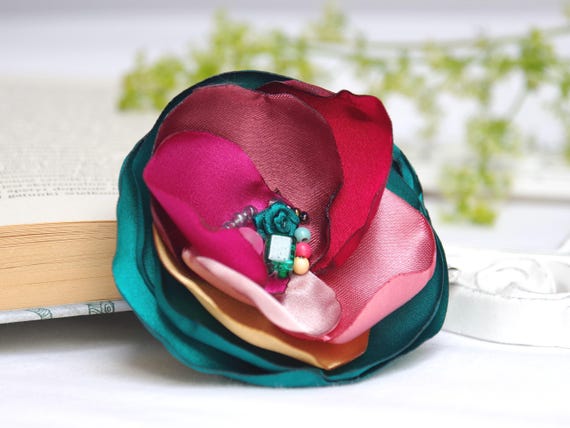SMALL fabric Flower BROOCH Pin for dress, flower Pin corsage satin, handmade accessories, textile brooch