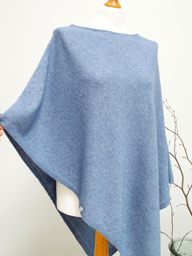 women PONCHO wrap cape made of wool cashmere ponchos M size poncho cape S capes poncho wrap gift ideas autumn fashion blue poncho
