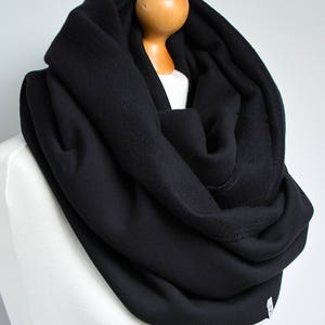 Black Infinity Scarf, hooded infinity scarf, BLACK jersey infinity scarf, oversized scarf, cozy chunky scarf, gift for her, gift ideas image 2