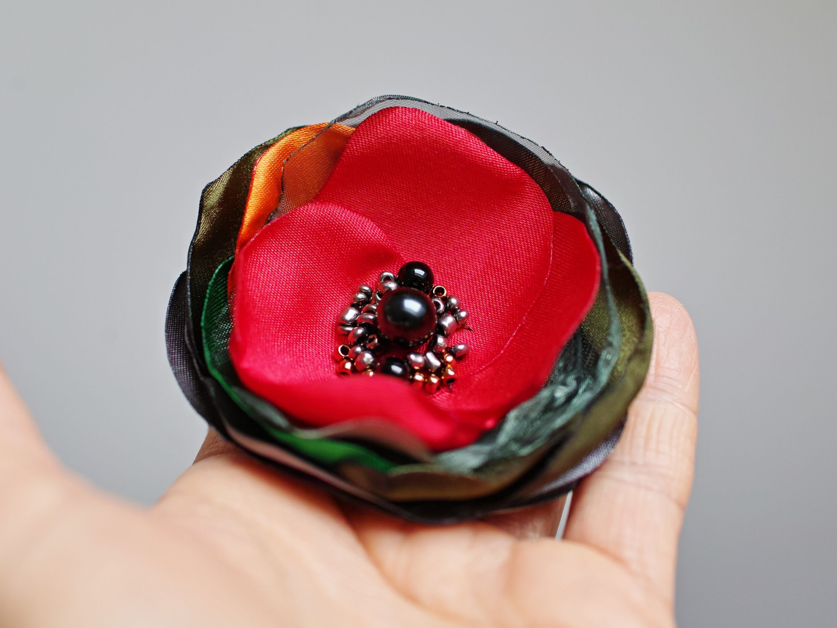RED Fabric Flower BROOCH Pin for dress small gift ideas for her