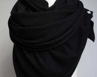 Large soft cashmere scarf | Black winter scarf | Soft cashmere scarf | cosy lightweight scarf for women