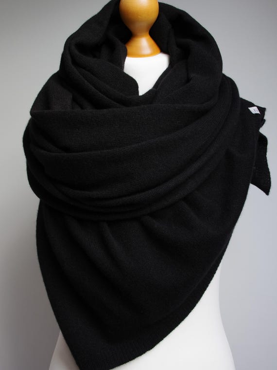 Large CASHMERE Oversized Lightweight Shawl Wrap for Women | BLACK winter Scarf | Soft Cashmere SCARF| Cozy Travel Wrap