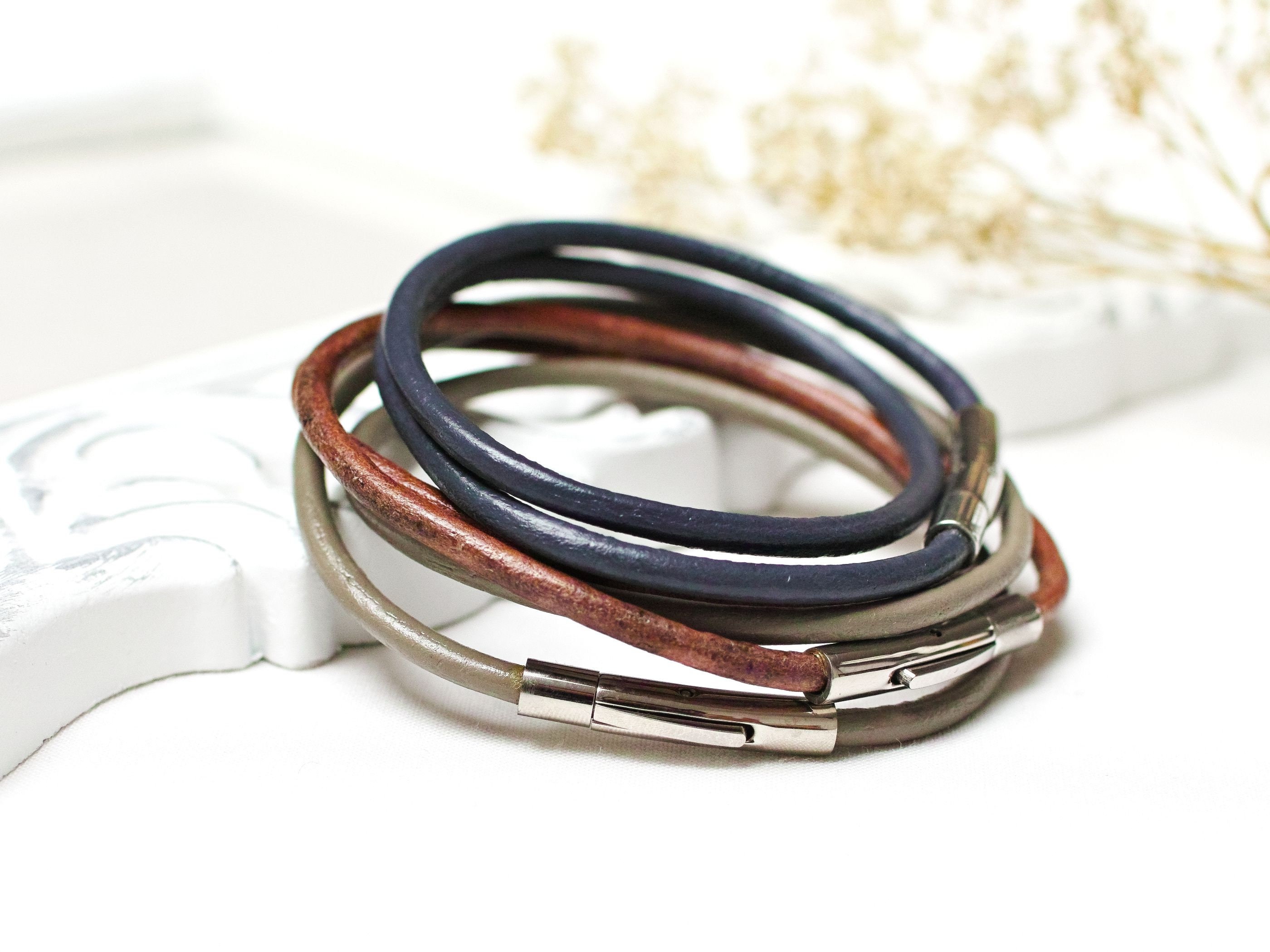 Women leather cord bracelets SET of 3 bracelets for women, leather