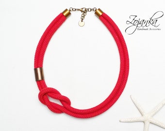 Colar de corda de algodão vermelho: joia têxtil marcante, joia simples
