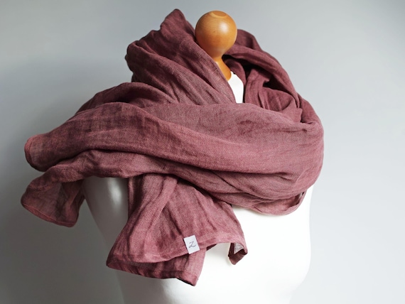 Soft linen lightweight scarf shawl for women, natural pure linen scarves