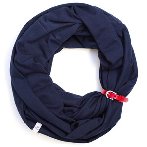 Foulard infini BLEU MARINE pour femme, écharpe tube avec revers en cuir, écharpe de mode nautique, écharpe à débordement en coton, écharpe de style marin red