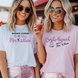 Custom Bachelorette T Shirts,  Misson Future Mrs., Bridal Party Tees, Coordinated Group Shirts, Fun Personalized Tees for Bride Bridesmaids