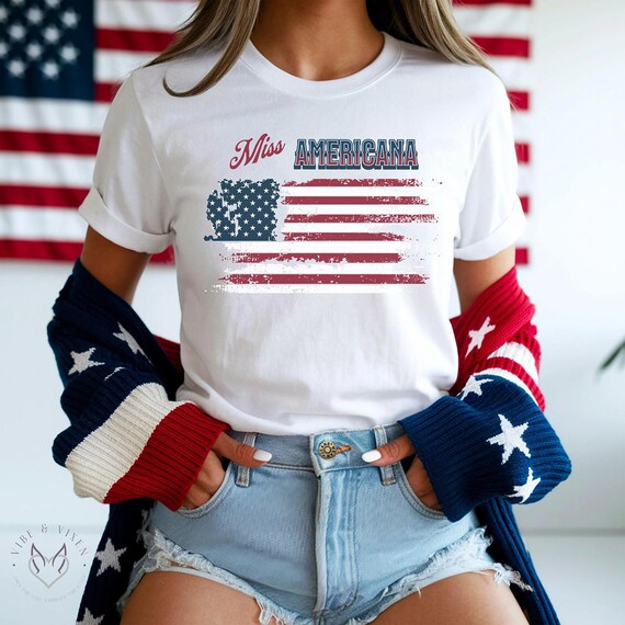 Miss Americana T-Shirt Patriotic Graphic Tee for Women, 4th of July Shirt, Country Concert Outfit, Retro Americana Style Tee, July 4th shirt