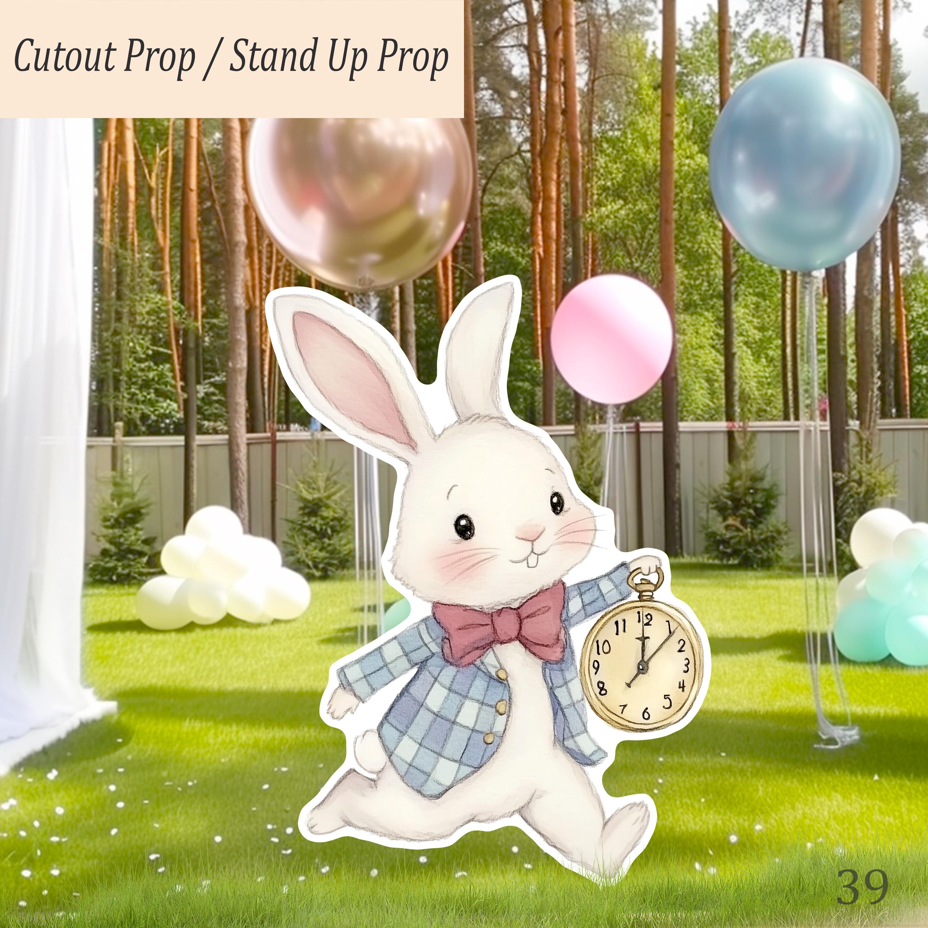 Life-size White Rabbit Standee, Wonderland Party Prop, Alice in ...