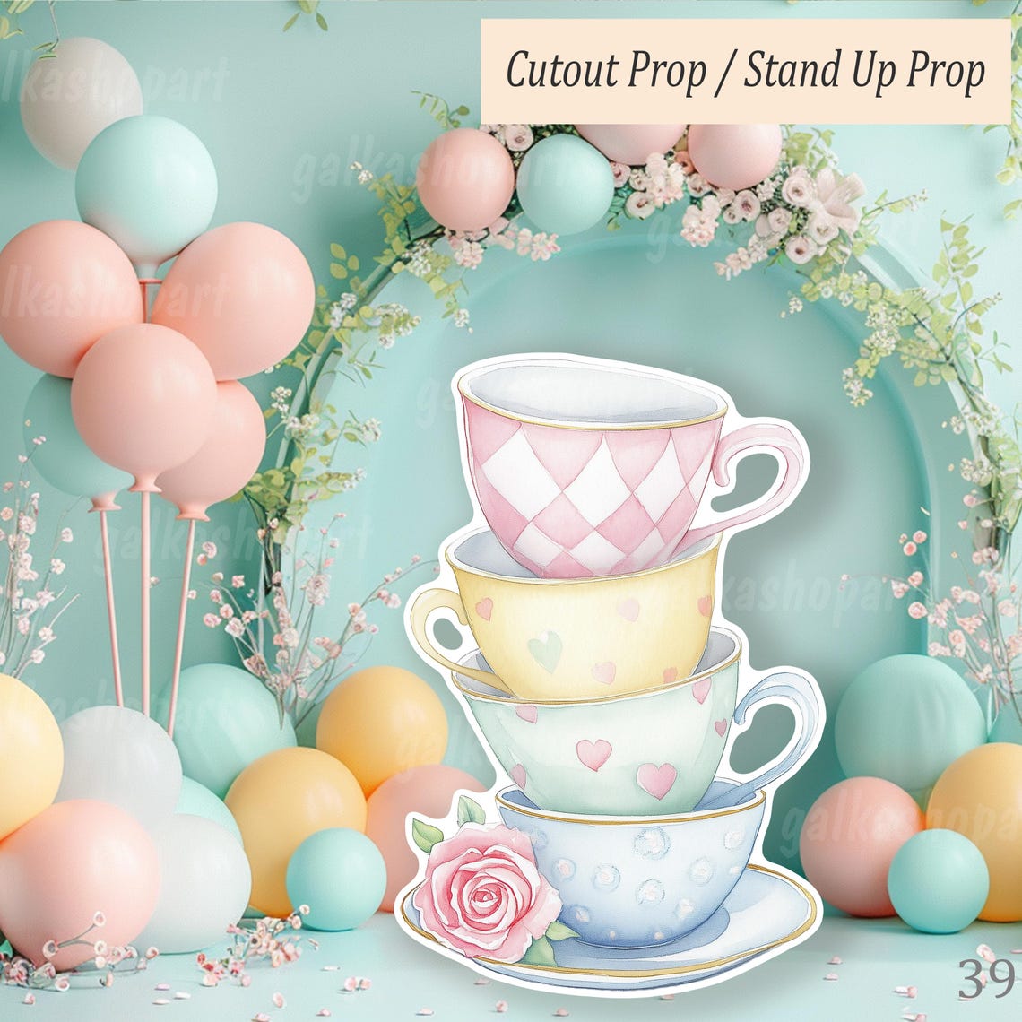 Large Tea Cups Cutout, Alice in Wonderland Party Standee, Mad Hatter ...