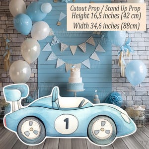 Big Cutout Decor Rennauto (Zahl von 1 bis 6), Fast One Racing Geburtstagsparty oder Babyparty, Vintage Dekoration, Stand Up Prop