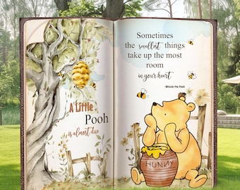 Little Pooh Is Almost Due Backdrop: Baby Shower Storybook Background, Classic Winnie the Pooh Theme, Digital Party Decor