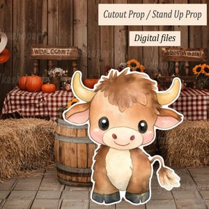Decoração de recorte grande e fofa de bezerro: Download digital para chá de bebê e festa de aniversário, decoração de quintal para imprimir, adereço de animal de fazenda