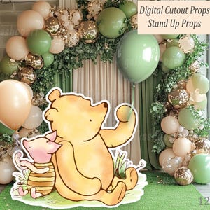 Big Cutout Decor Winnie the Pooh & Piglet from 100 Acre Wood: Baby Shower or Birthday Printable Prop, Backyard Stand Up Party Decoration