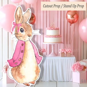 Grande ritaglio di coniglietto floscio, stand per feste di Peter Rabbit, decorazioni per baby shower e compleanni, accessorio per animali del bosco, fondale rustico, esposizione per eventi