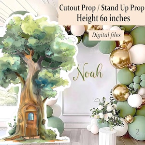 Digital Cutout Decor: Large tree with door from Classic Winnie the Pooh for Baby Shower & Birthday Party Printable stand up prop Pooh&#39;s home