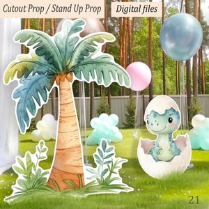 Printable Tropical Palm Stand Up Prop, Big Tree Cutout Decor, Baby Shower & Birthday Jurassic, Dinosaur or Jungle Themed Party, Yard Standee
