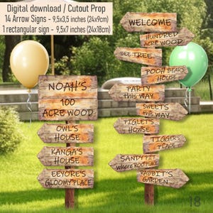 Direction Arrow Signs: Classic Winnie the Pooh Party Decoration, Hundred Acre Wood Birthday, BackYard decor, Print Ready Files, Watercolor