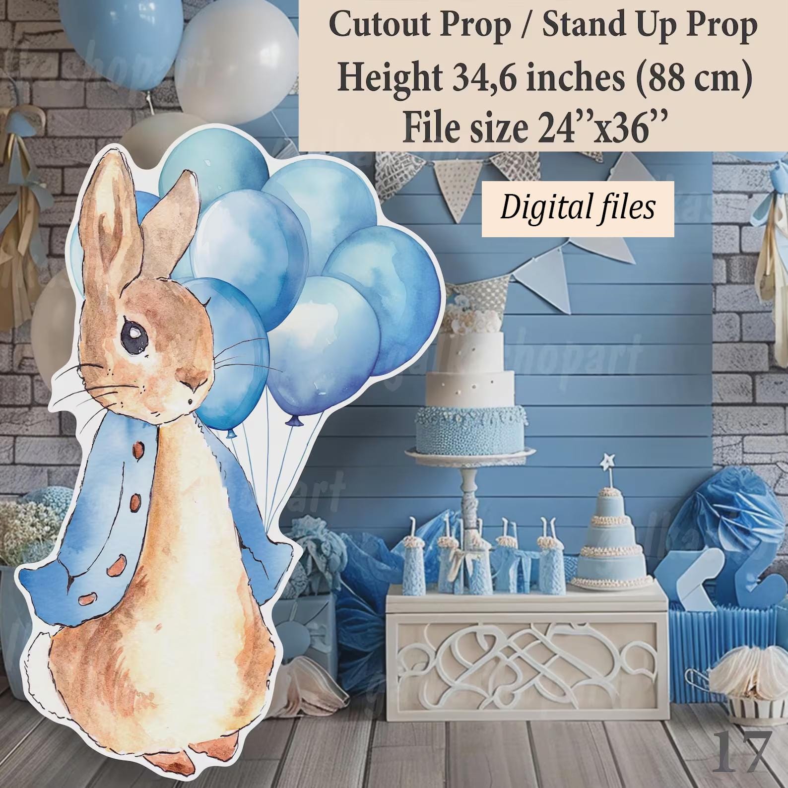 Peter Rabbit Downloadable Big Decor Cutout, Rustic Blue Flopsy Bunny ...
